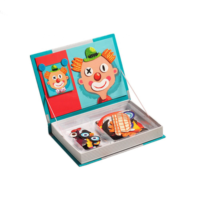 Good price OEM Crazy Faces Magnetic Book Wood Jigsaw Puzzles Play Box For 3 Year Olds Children online