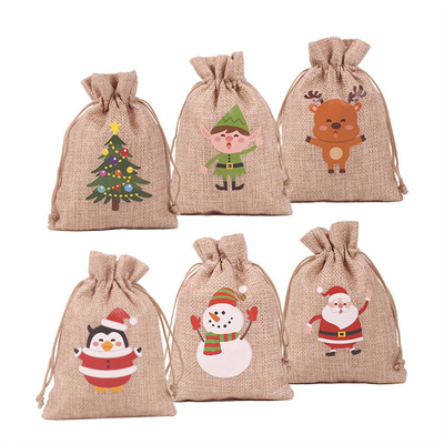 Good price Personalised Christmas Small Gift Burlap Drawstring Pouch Jute Bags online