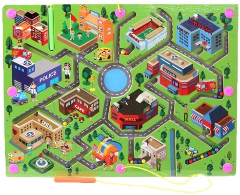 Good price Kids City Traffic Wooden Magnetic Puzzle Maze Board Game Educational Toys online