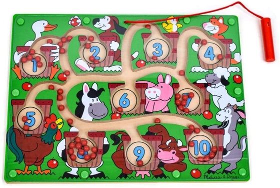 Good price Childrens wooden Number Magnetic Puzzle Maze Toys Bead Board Game online