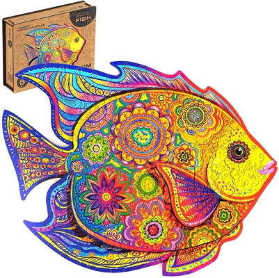 Good price Eco Friendly Magic Animal Wooden Jigsaw Puzzles Shining Fish online