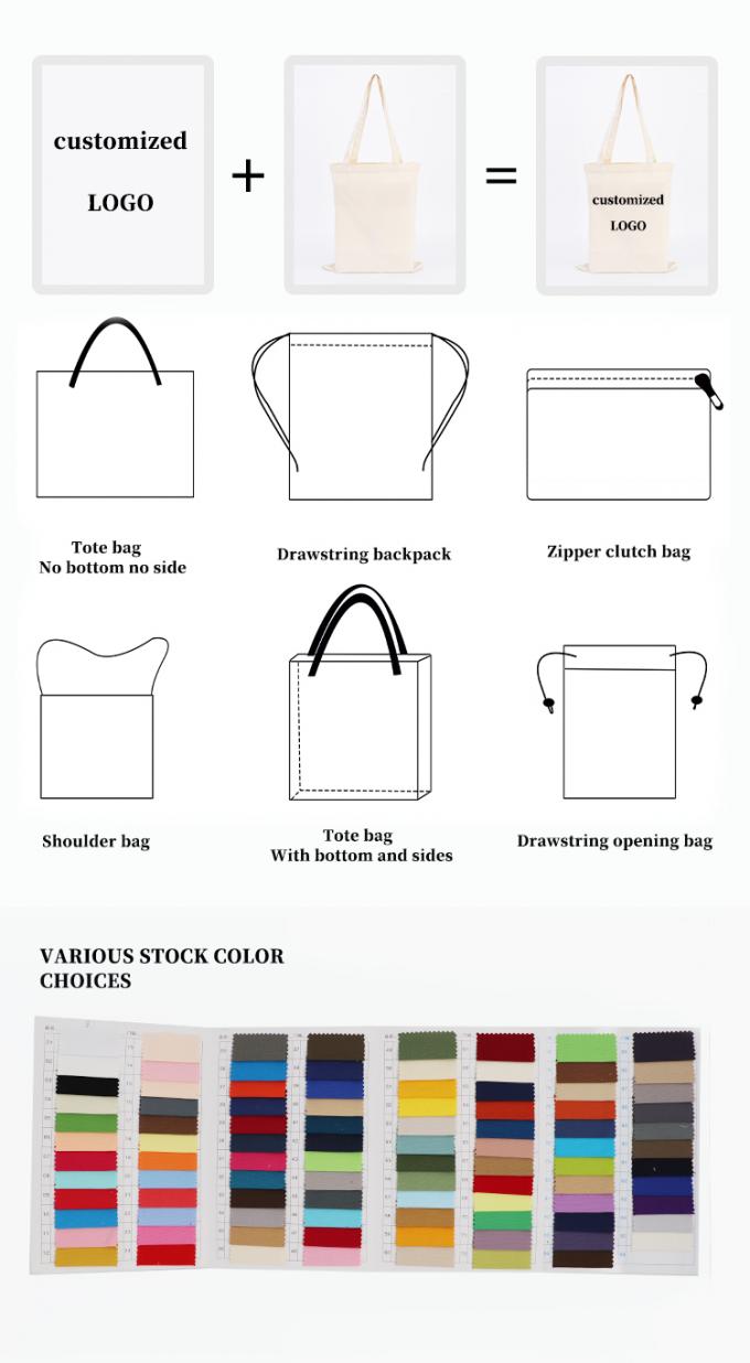 230gsm Pantone Colored Cotton Fabric Bag Tote For Women Shopping 2