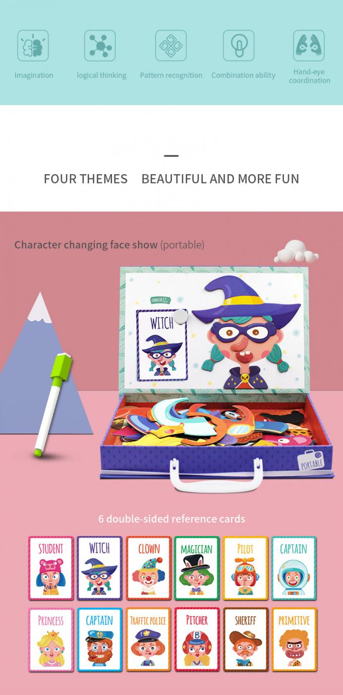 ECO Toddler Wooden Educational Toys Magnetic Funny Face Puzzle Jigsaw For 2 Years Old 2