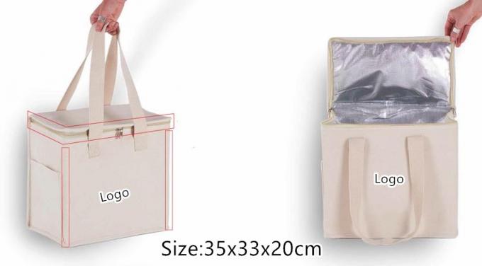 Eco Insulated Food Bag Cotton Canvas Lunch Cooler Bag for Supermarket 1