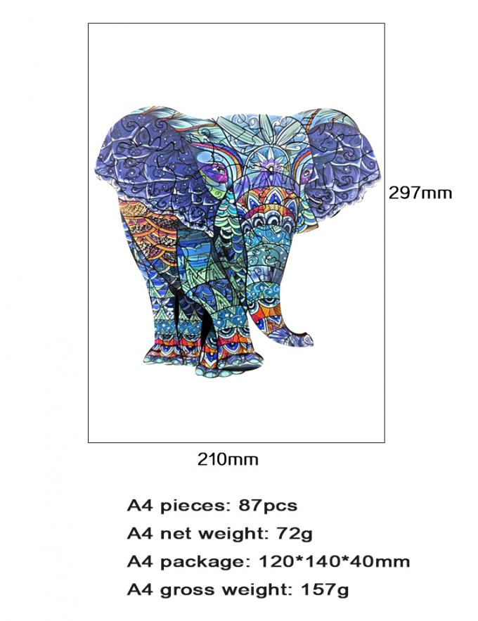 Animal Shaped Colorful Floor Wooden Elephant Jigsaw puzzle for 3 year olds 3