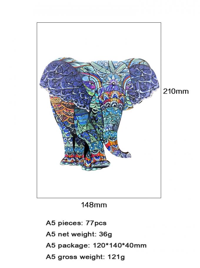 Animal Shaped Colorful Floor Wooden Elephant Jigsaw puzzle for 3 year olds 2