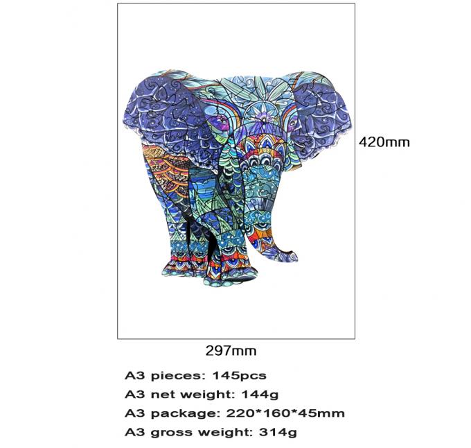 Animal Shaped Colorful Floor Wooden Elephant Jigsaw puzzle for 3 year olds 4