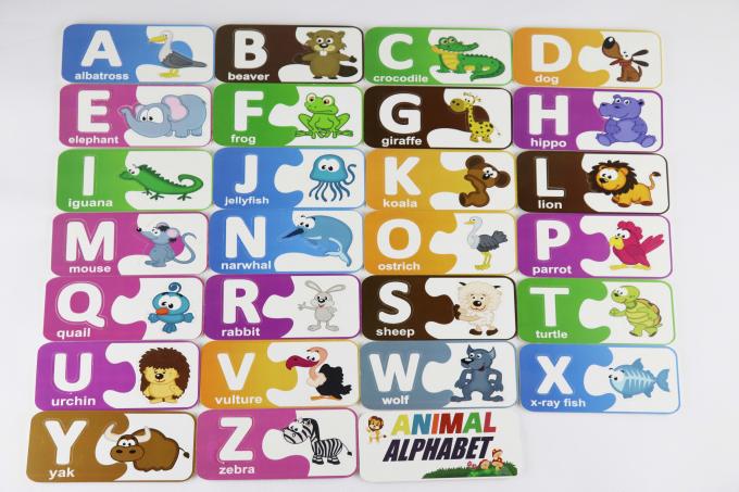 Varnish Greyboard Paper Jigsaw Puzzle Animal Alphabet Matching Cards 1
