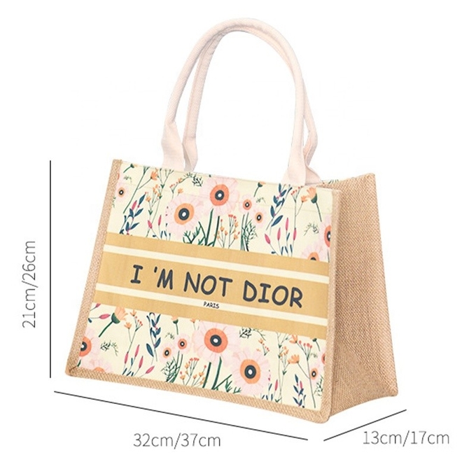 Personalised Burlap Tote Jute Bags Custom Printing Christmas With Handles 0