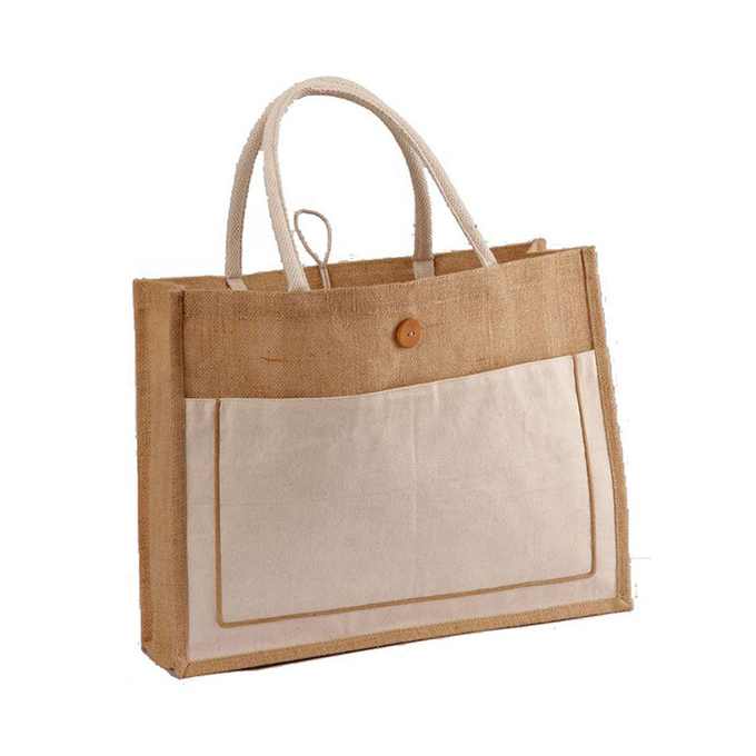 Linen Stitching Canvas Hessian Shopping Bags Custom Printed For Women 1