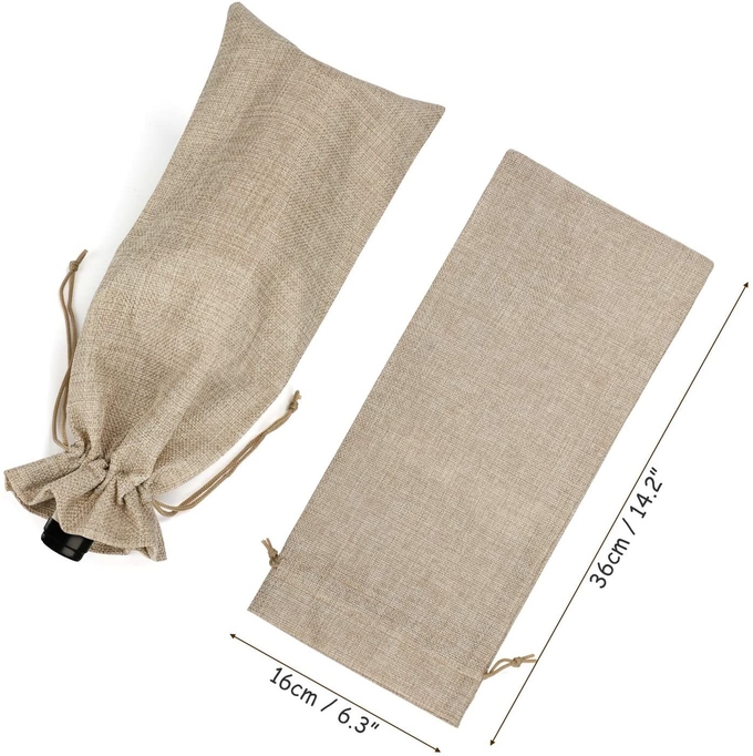 Resuable Drawstring Printed Jute Bags Gift Bags for Wine 0