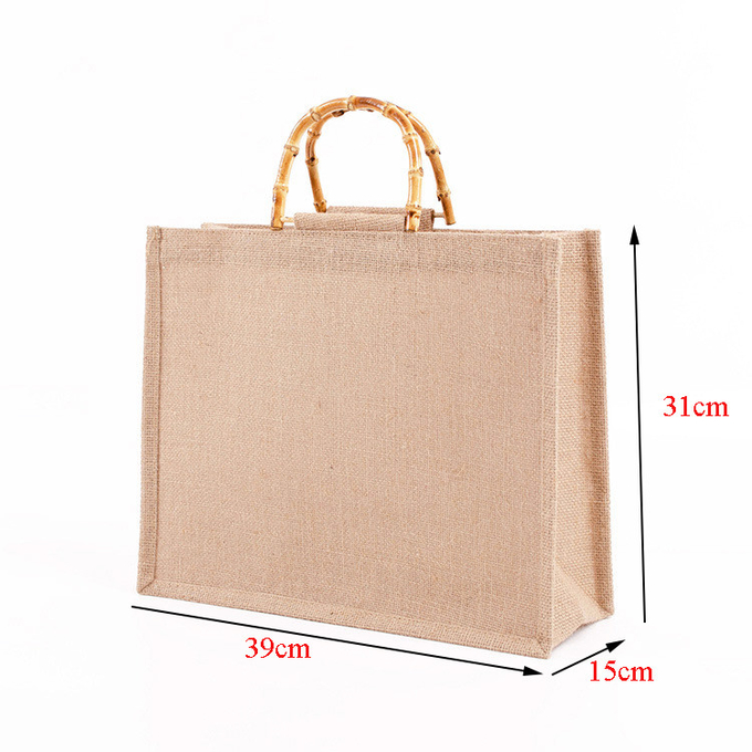 Natural Handmade Jute Bags Tote Eco Friendly Hessian Shopping Bags 1