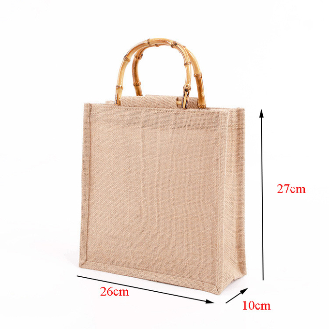 Natural Handmade Jute Bags Tote Eco Friendly Hessian Shopping Bags 2
