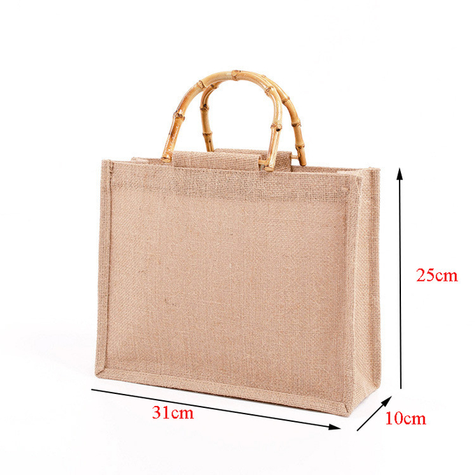 Natural Handmade Jute Bags Tote Eco Friendly Hessian Shopping Bags 3