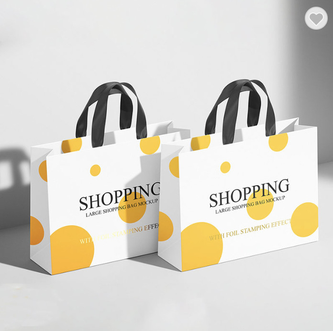 Pantone White Glossy Laminated Paper Bags Thank You Goodie Bags For Business 0