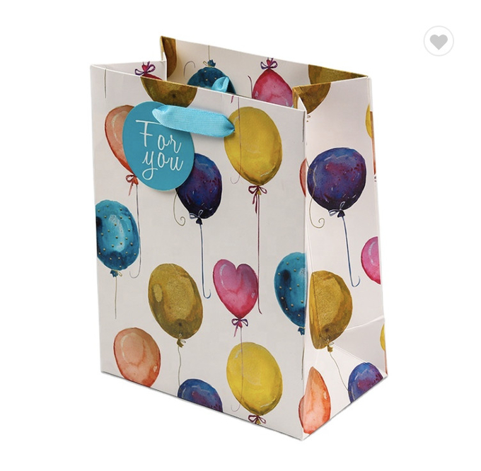 Customized 25x15x35cm Paper Shopping Bag With Handle Colorful Ballon Patterns 0