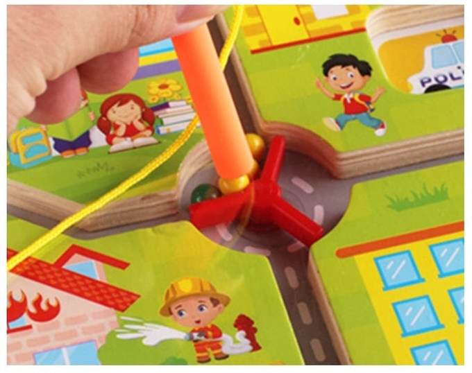 Kids City Traffic Wooden Magnetic Puzzle Maze Board Game Educational Toys 1