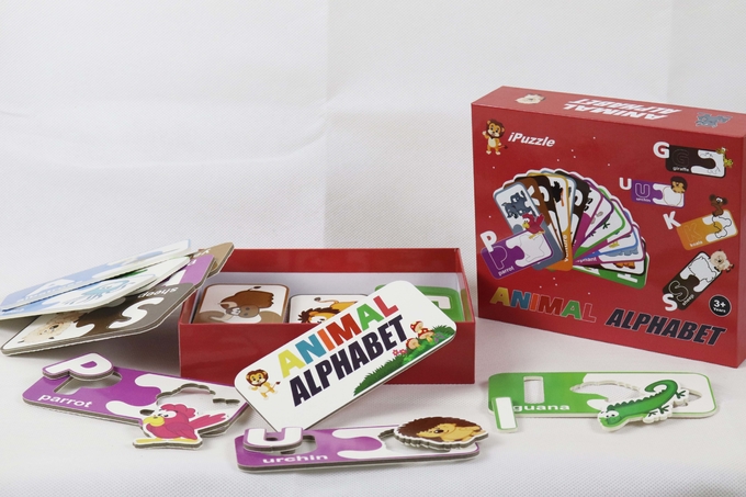 Custom Logo Eco Paper Jigsaw Puzzle Animal Alphabet Abc Matching Cards 1